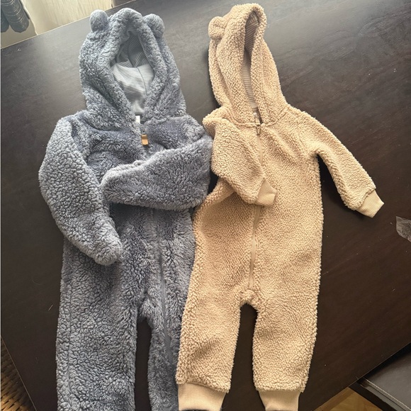 Cozy Baby Sherpa One Piece - Gray and Tan - Picture 1 of 4